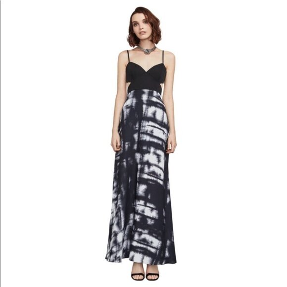 BCBGMaxAzria Viviane Broken Reflection Cutout Black Tie Dye Formal Maxi Dress 12 - Picture 2 of 6